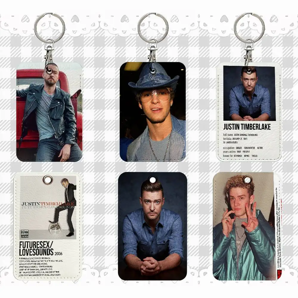 

Джастин Тимберлейк Горячая певица Прямоугольный чехол для удостоверения личности Брелок для ключей Сумка для ключей Кольцо для ключей Кожаный держатель для карт Брелок для ключей Доступ