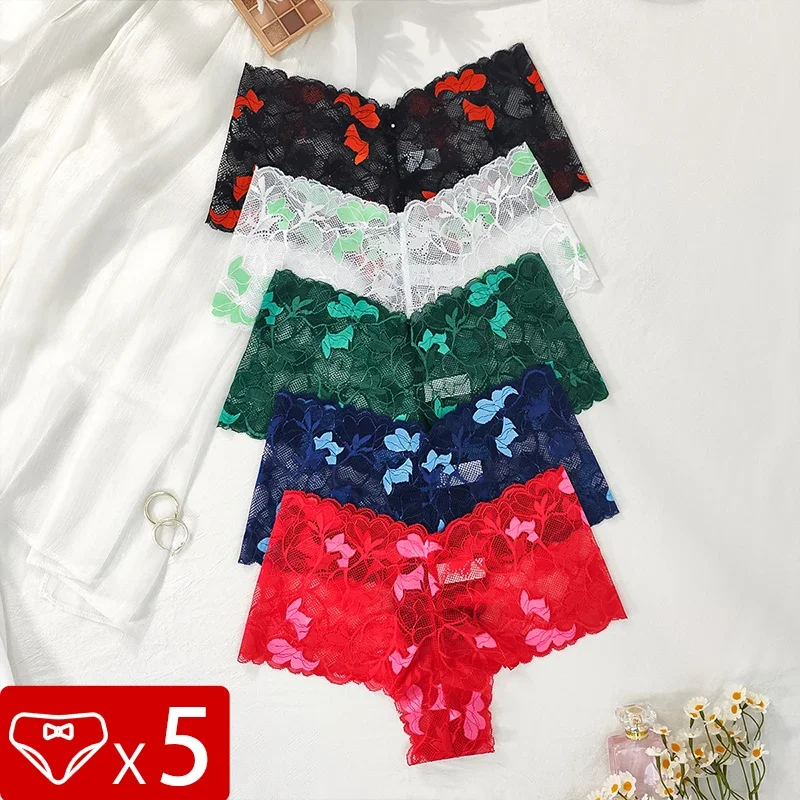 

5pcs/Low Waist S -XL Floral Women's Panties Breathable Comfortable Female Underpants Lingerie Elegant Lady Briefs Underwear