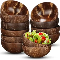 Natural Coconut Bowls for Serving Dishes Wooden Salad Wood Reusable Bowl Serving Utensils Natural Coconut Shell Bowls