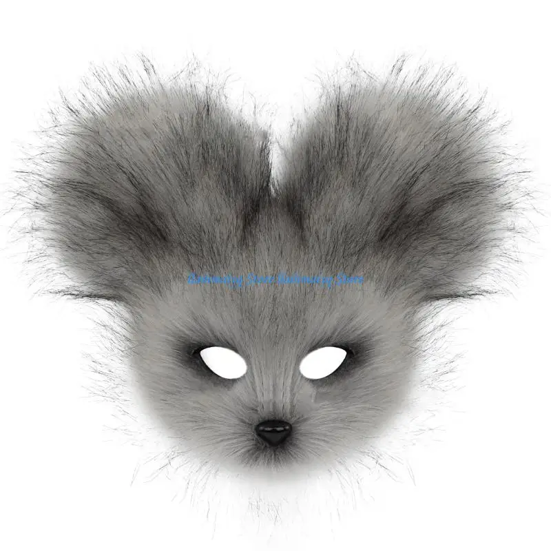 573B Plush Animal Mouse Mask Plush Mouse Half Face Mask Eyemask Cosplay Halloween Costume Props for Masquerade Carnival