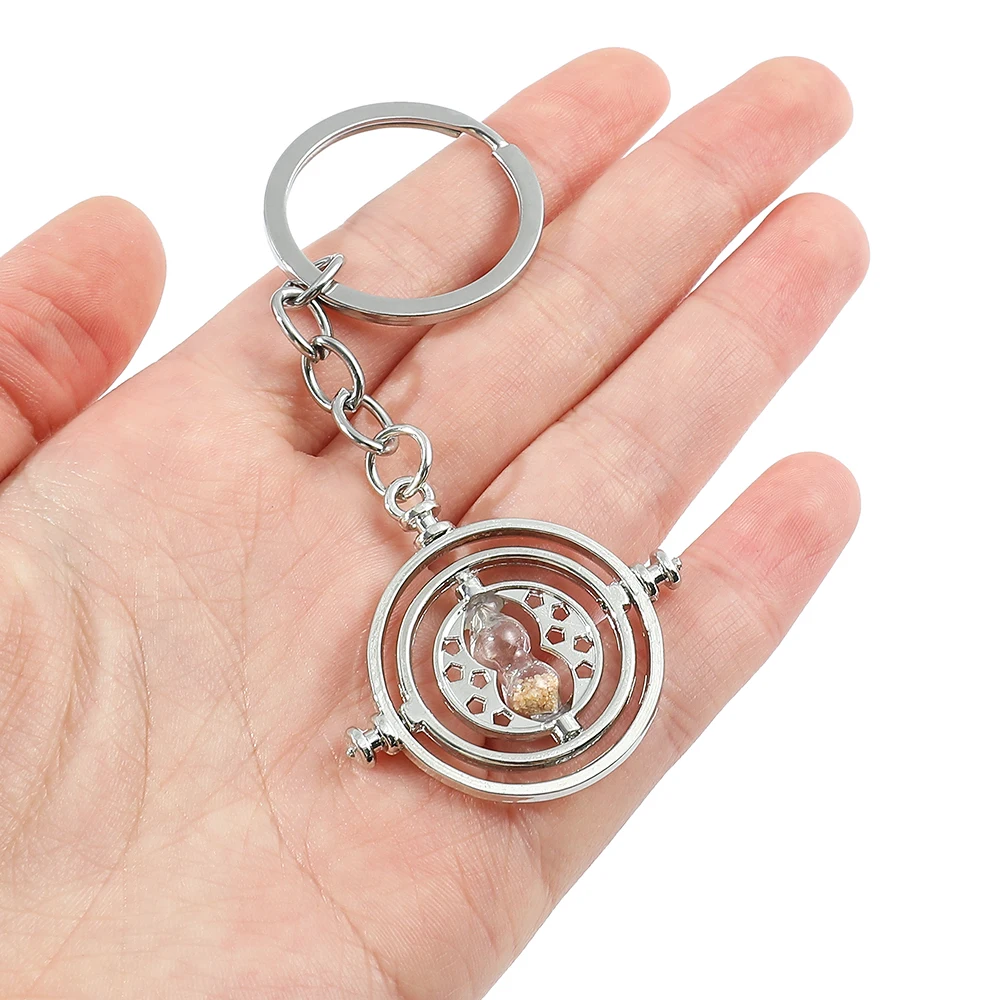 Time Turner Keychain Hourglass Pendant Keyring Jewelry Fashion Enamel Alloy Toy Trinket Party Cosplay Accessory High Quality