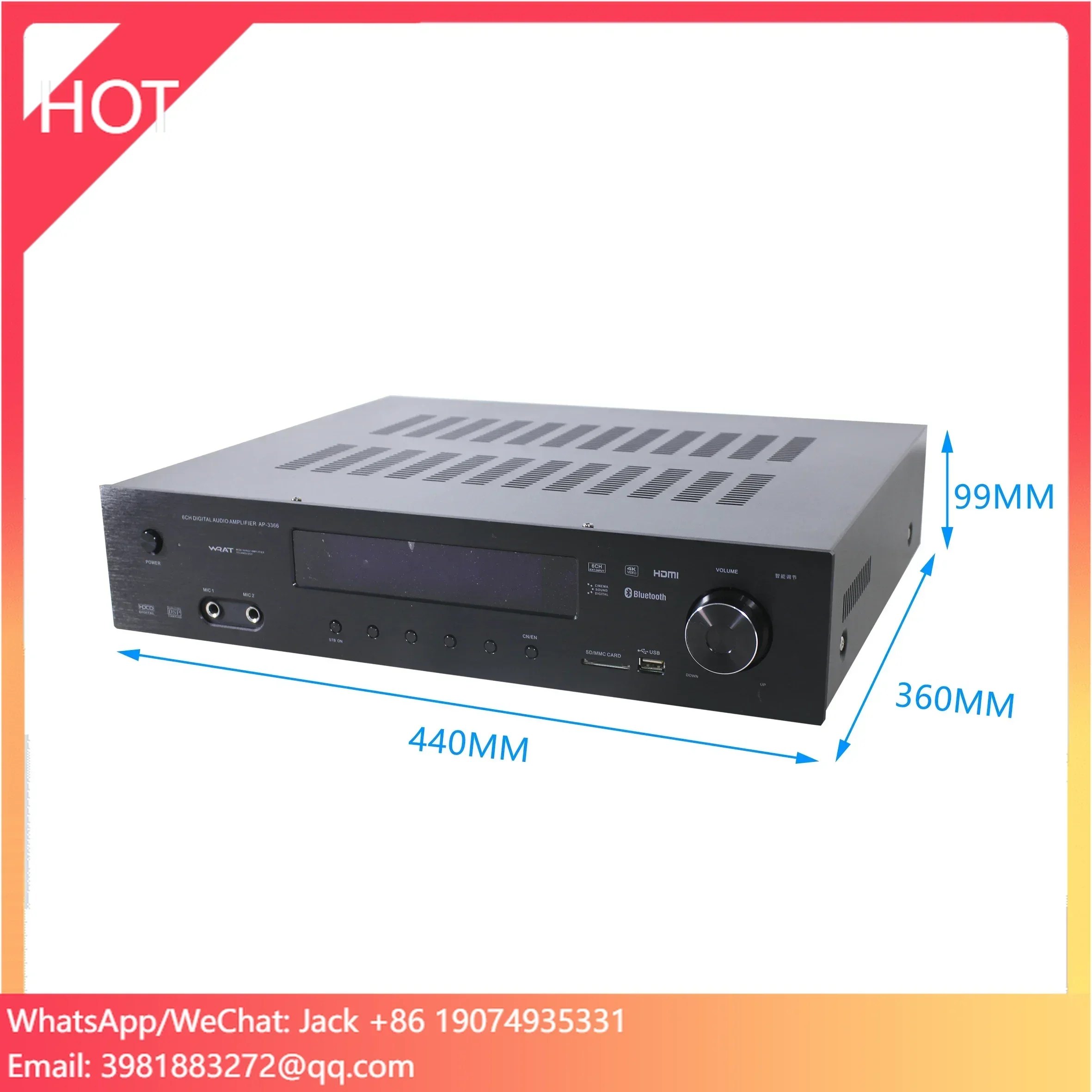 

T 5.1 Channel Amplificateur De Puissance Professionnel Home Class D Stereo Power Digital Audio Video Amplifier 500W