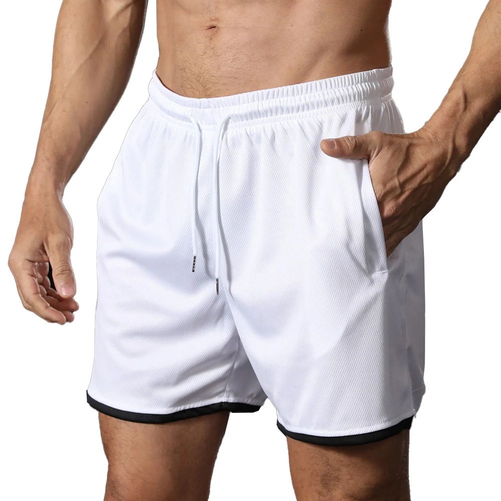 Para homens shorts praia musculação respirável fitness ginásio jogger dos homens correndo calças curtas shorts esportes