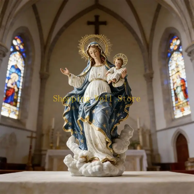 uio Christian Religious 2D Flat Acrylic Holy Mother with Baby Figurine Christmas Home Decoration Ornament Spiritual Gift
