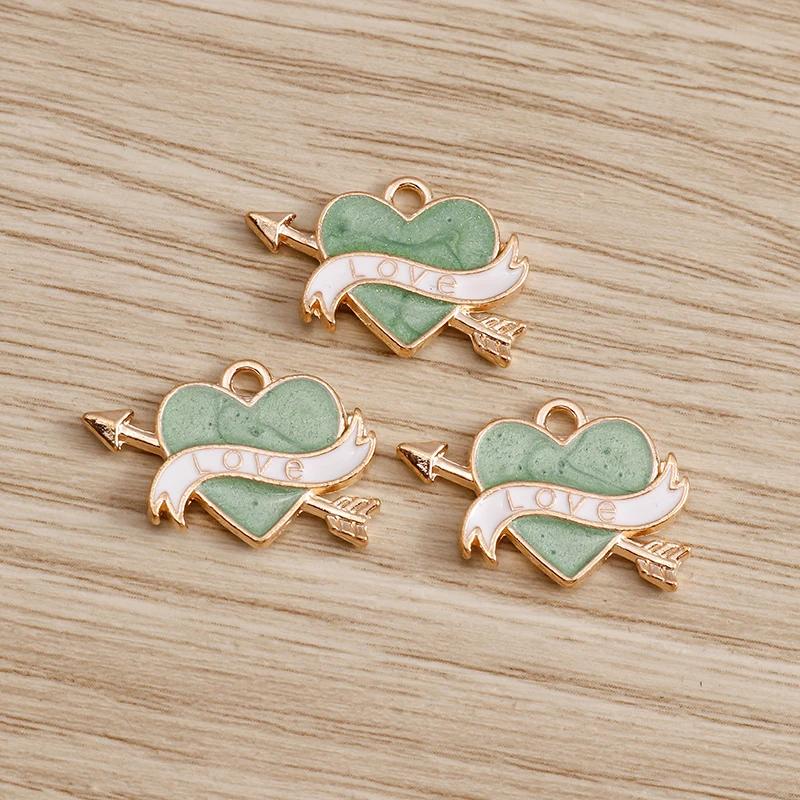 Tusember 20 Stück Süße Emaille-Liebespfeil-Herzanhänger für Ohrringe, Armbänder, Halsketten, Anhänger, Schmuckherstellung, DIY Handgemachtes Zubehör – Detail 5