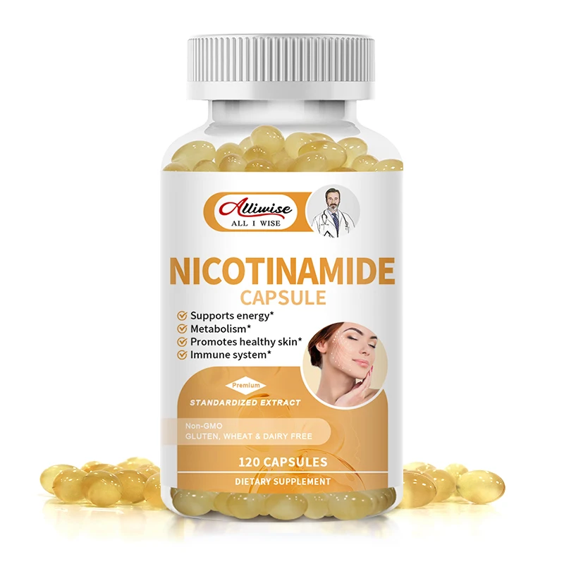 Alliwise Niacinamide Capsules Contains Vitamin B3 for Antioxidant Brighten Skin Colour Provide Nutrition to the Skin