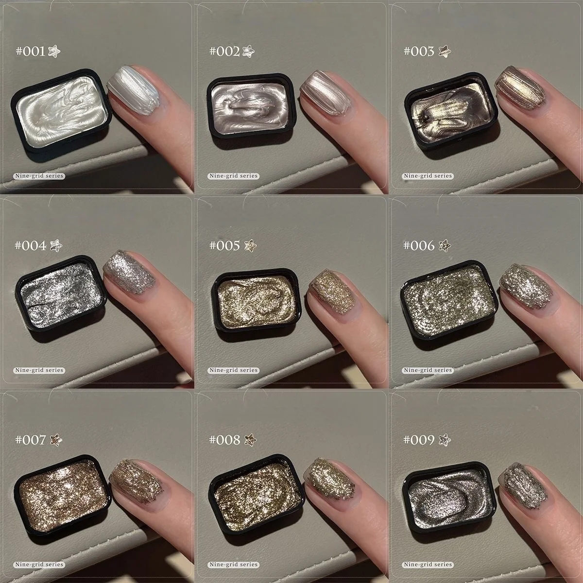 9 Grid Solid Nail Polish, Metal Fairy Powder, UV Gel, DIY Nail, Vintage Solid Nail Polish - view 5