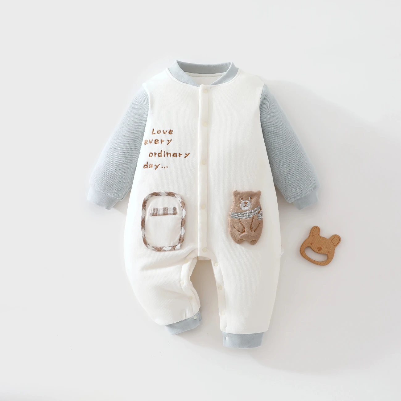 Baby Jumpsuit 120g Cotton-Padded Autumn and Winter Outdoor Romper Thin Cotton Thickened Front-Open Crawling Suit for Children