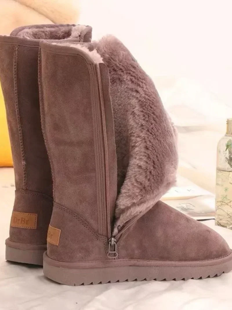 Dames Klassieke Dames Meisjes Winter Snowboots 2024 Waterdicht Warm Echt Leer Bont Australië Plus Fluwelen Kniehoge Winter