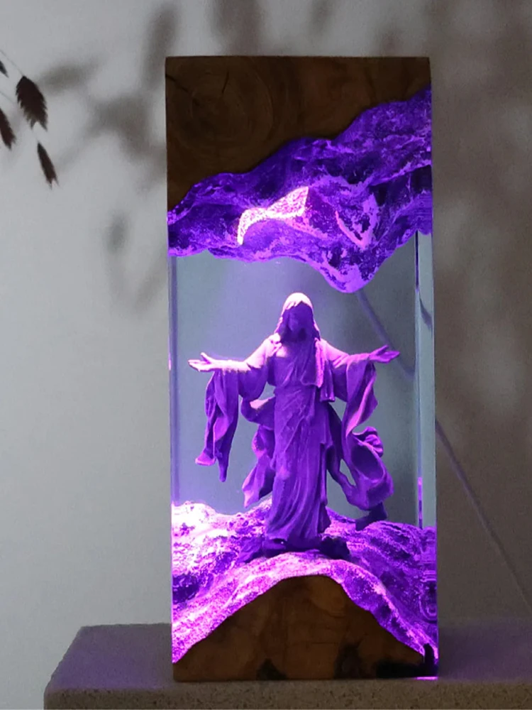 Jesus Figure Organism Resin Table Light Creactive Art Decoration Lamp Belief Culture Theme Night Light  USB Charge