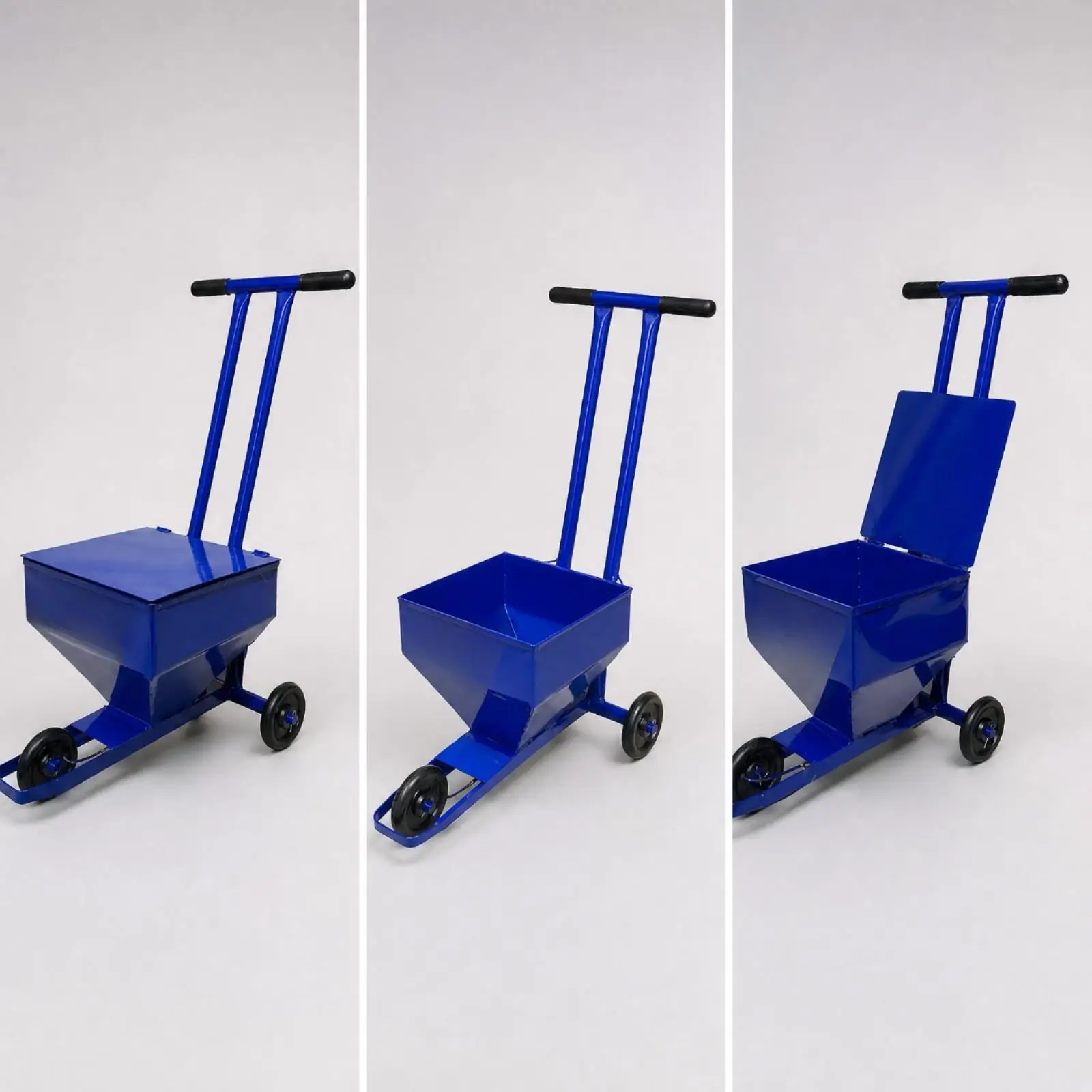 Blue Metal Wheeled Line Marker Cart Push Handle Powder Dispenser for Straight Boundary Line Application