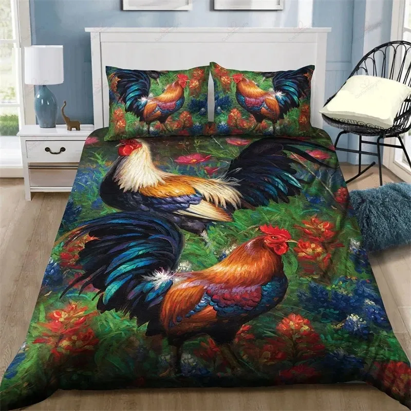 

3D Print Rooster Farm Animal Cartoon Bedding Set Duvet Cover Bed Set Quilt Cover Pillowcase Comforter king Queen Size