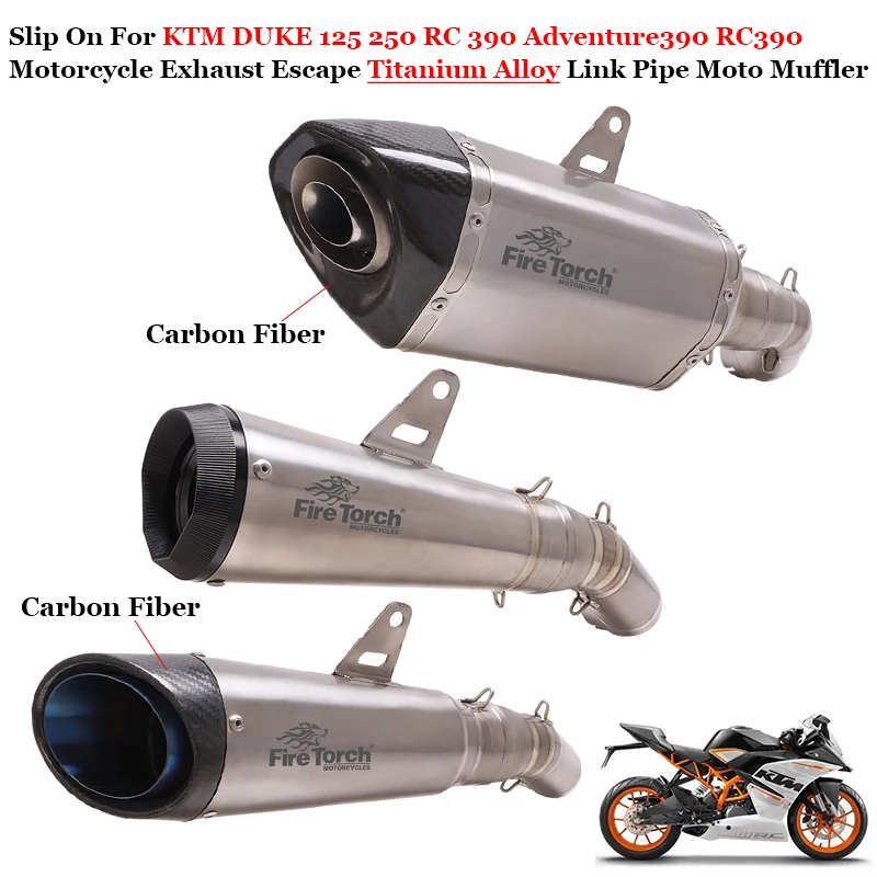 

Motorcycle Exhaust Escape Titanium Alloy Mid Link Pipe With Muffler Moto Slip On For KTM DUKE 125 250 RC 390 Adventure390 RC390