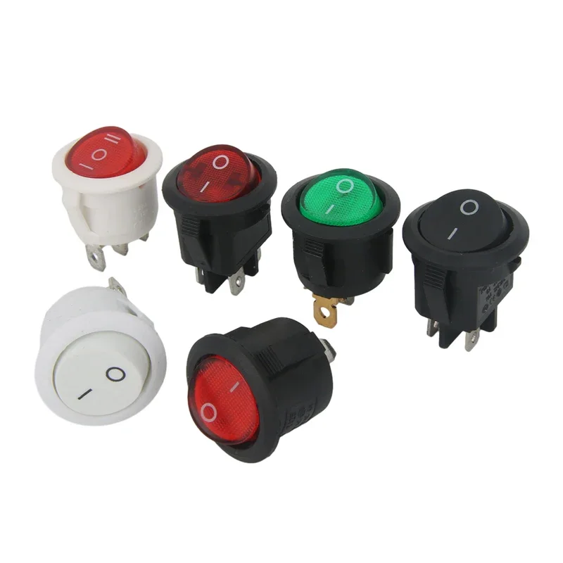 1PCS ON/OFF Round Rocker Switch LED illuminated Car 12V 24V / 6A 250V / 10A 125V 2/3/4PIN Switch 20MM