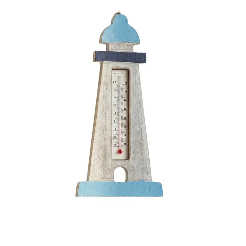 Sailboat Coastal Wooden Fish Thermometer Wall Decor for Living Room Bedroom Study Entryway Temperature Monitoring