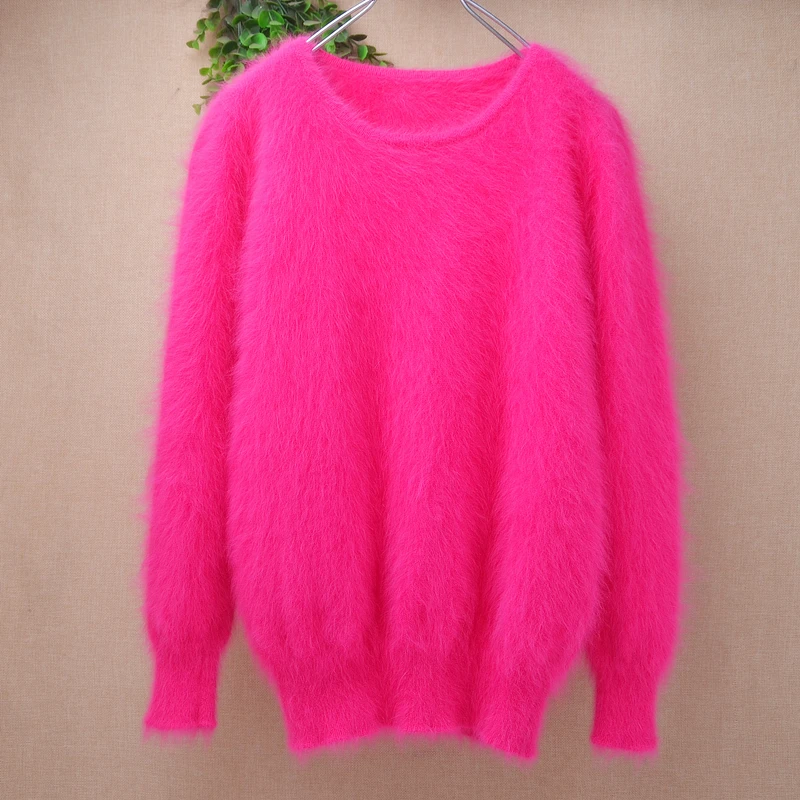 Women Mujer Autumn Winter Clothing Hairy Angora Rabbit Hair Knitted Turtleneck Crop Top Slim Mink Fur Sweater Jumper Pull Tops view 3