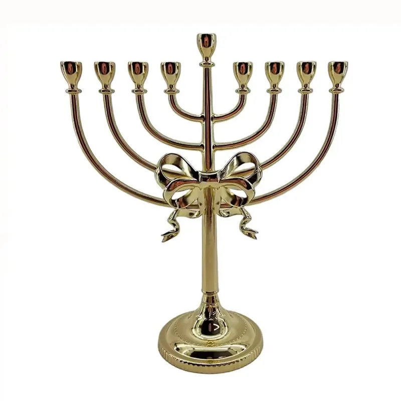 Hanukkah Nine Metal Candlesticks Jewish Custom Color Screen Printing Candlestick Holder Durable