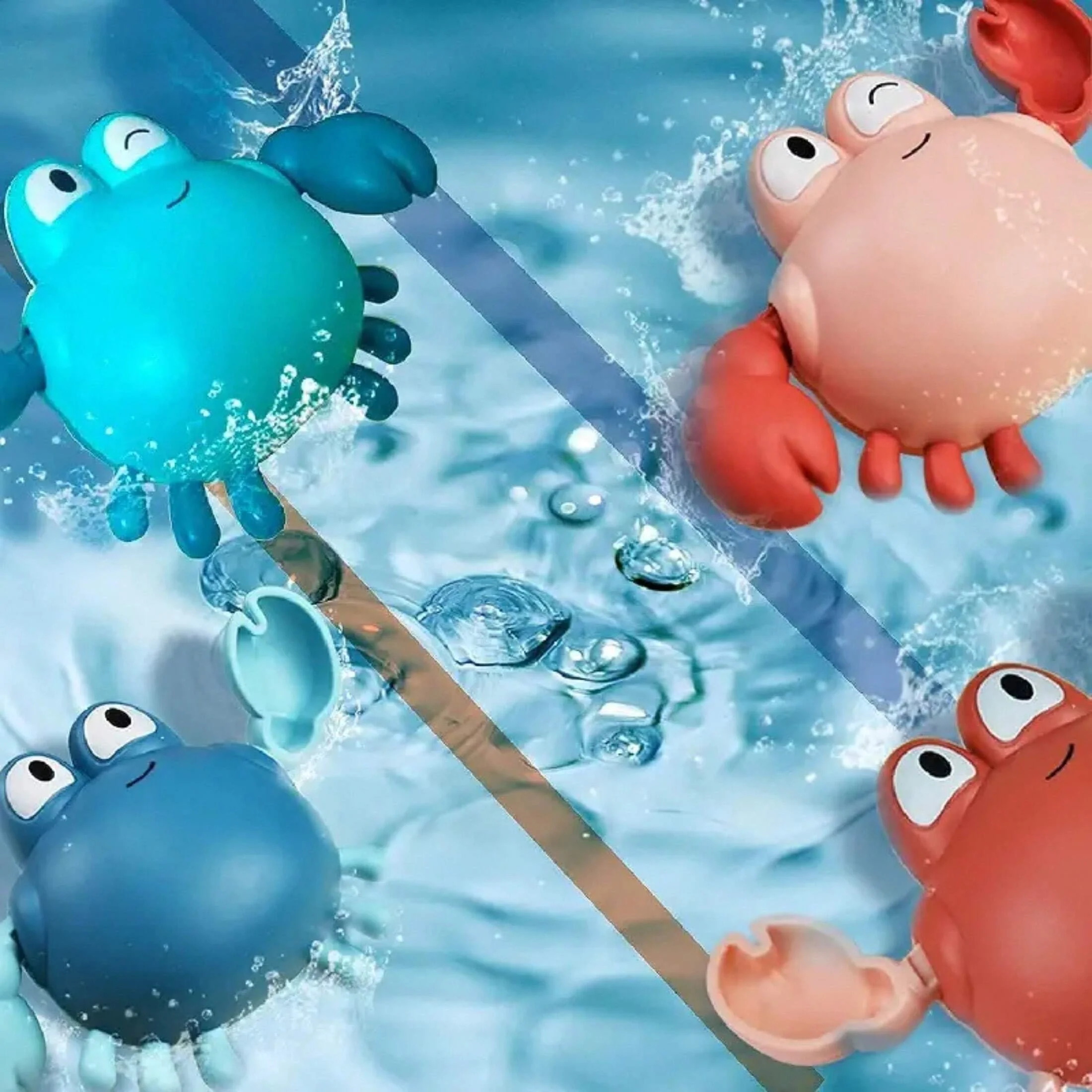 1/3 pièces jouet de bain amusant Animal horloge baignoire piscine jouet pour les tout-petits bébé jouant eau poisson clown crabe dauphin jouets de bain