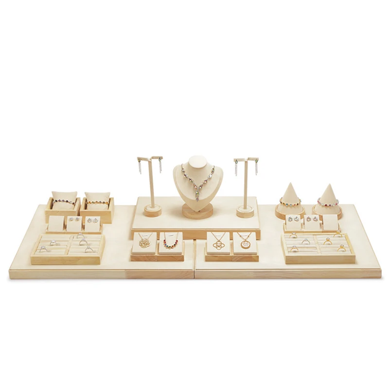 

Подставки для ювелирных изделий из массива дерева, подносы для демонстрации украшений, для колец, браслетов, ожерелий, серег-гвоздиков, подставка для хранения нефрита