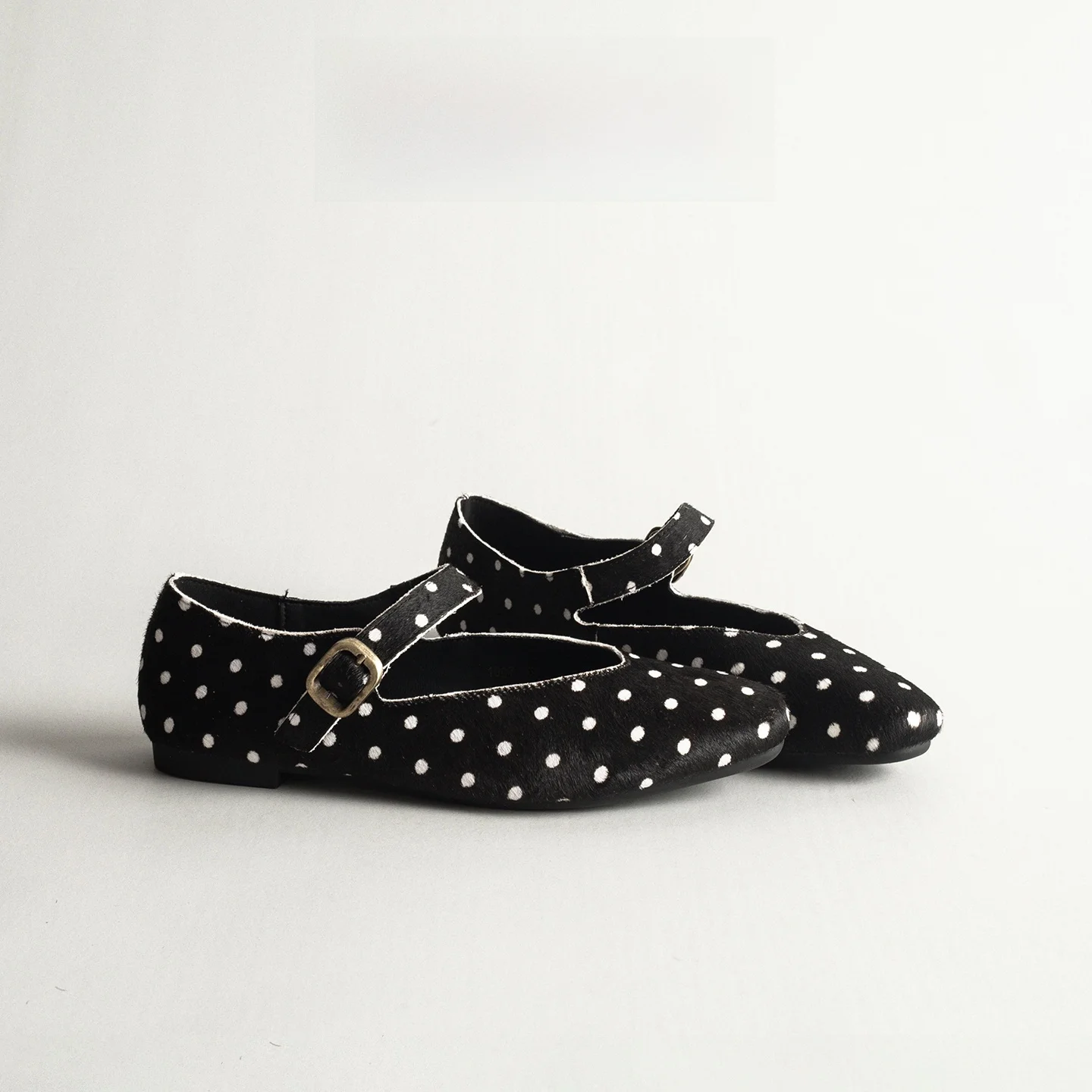 Retro  Hair Polka Dot Mary Jane Flat Ballet Shoes Women's Comfortable Slip-On Fashionable Synthetic Inner Spring Shoes