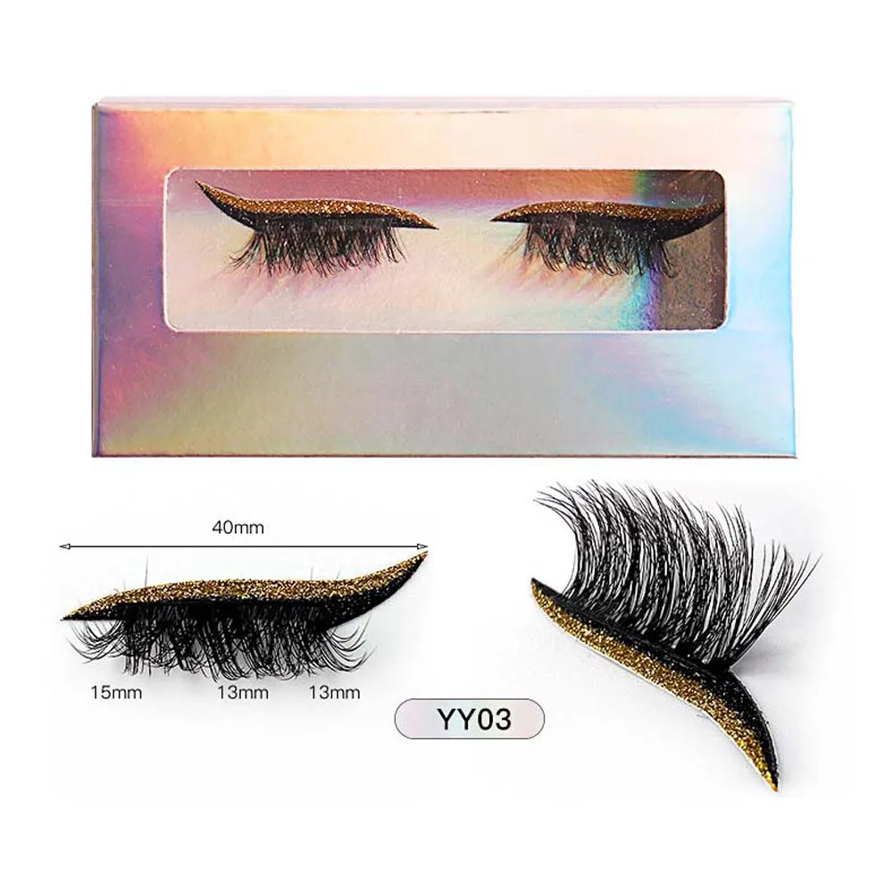 Eye Shadow Eyelashes Color Eye Shadow False Eyelashes 3D Extension Individual Self-adhesive False Eyelashes Colorful Makeup