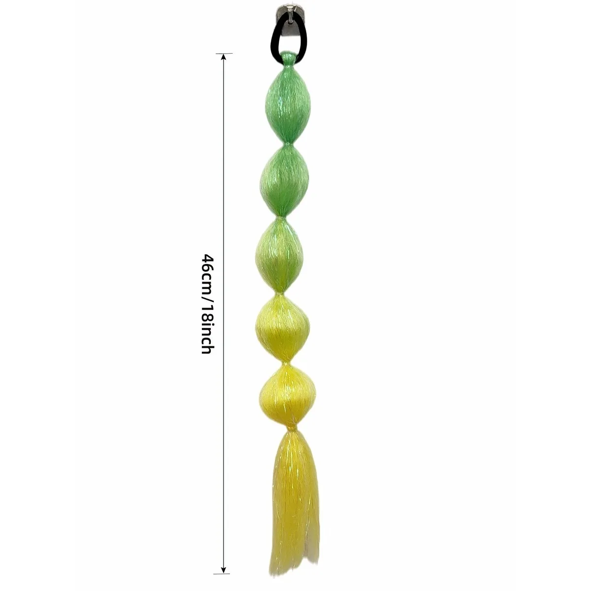 Green to Yellow Ombre Bubble Braid Ponytail – Synthetic Hair Extension with Elastic Loop for Cosplay, Festival & Anime Looks