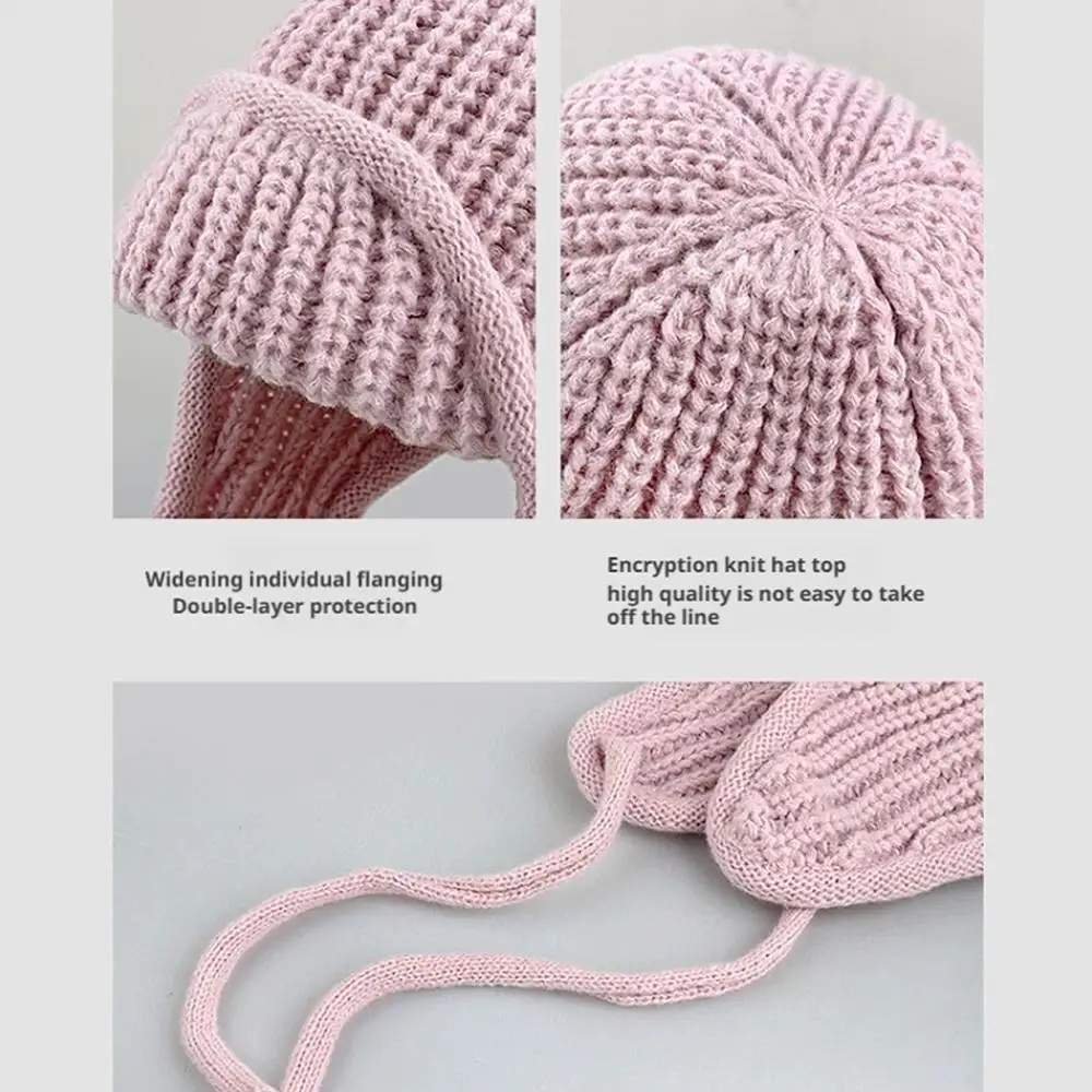 冬用ニット帽子セット 暖かい耳保護フライトキャップ ソフトウールヘッドスカーフ付き ゆったりとした顔に優しいニットイヤーマフハット