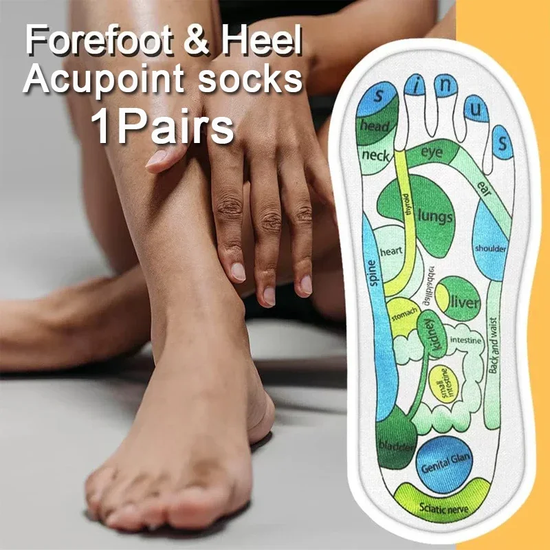 1 Pair Acupressure Socks Acupressure Reflexology Socks Yoga Foot Massage Foot Point Diagram Acupoint Socks Physiotherapy