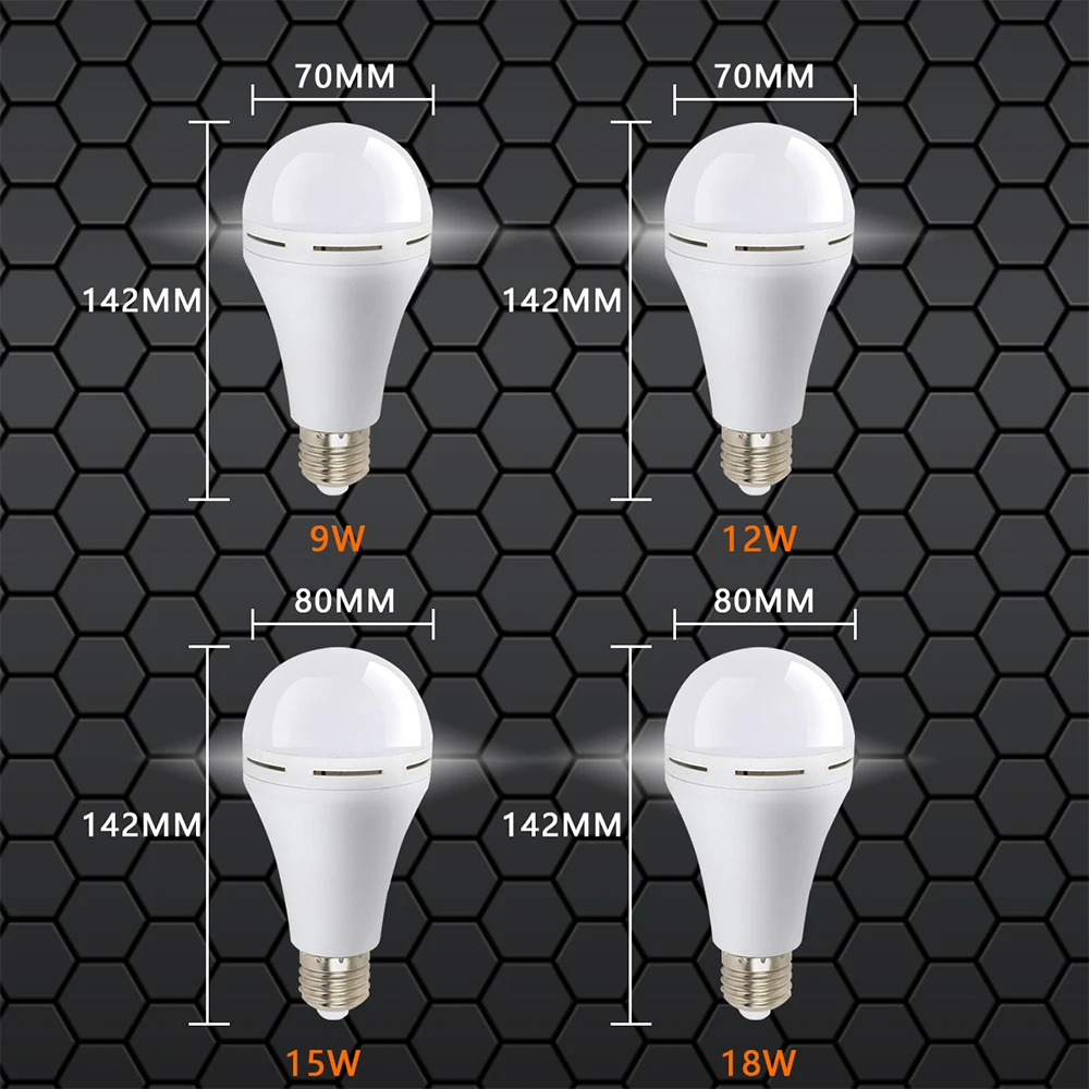 E27 9w 12w 15w 18w lâmpada led lâmpadas de emergência ao ar livre luz recarregável lanterna luz noturna com bateria embutida