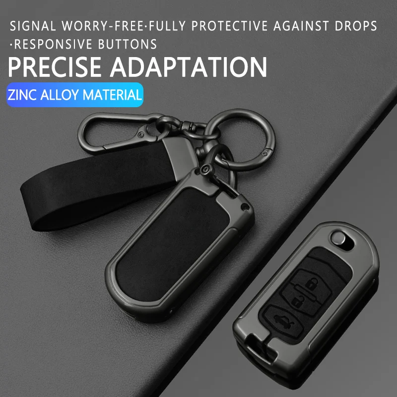 3 Buttons Key Case Cover With Keychain For Mazda 3 6 MX5 RX8 CX‑5 CX‑7 CX‑9 CX‑30