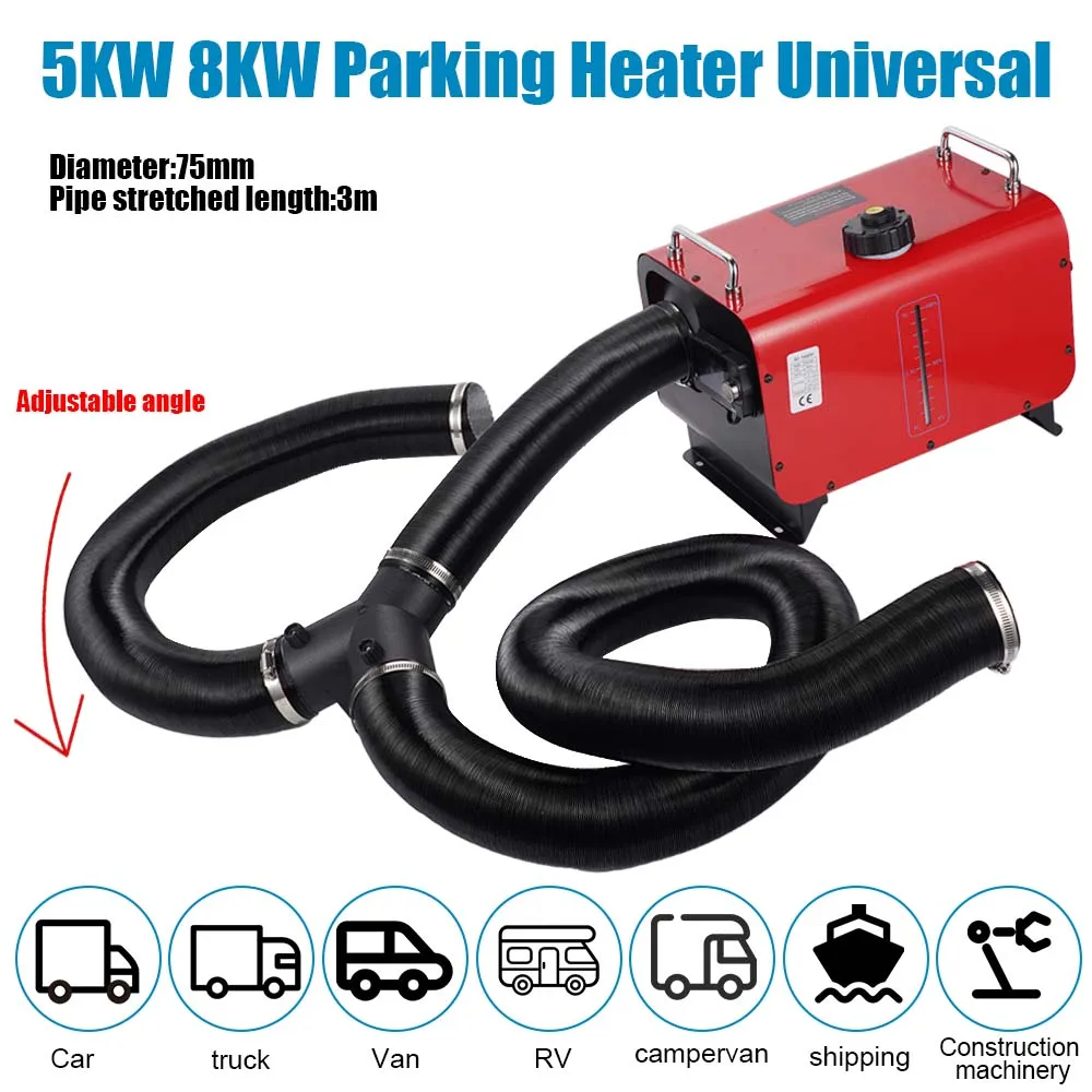 Riscaldatore ad aria diesel 75mm Diametro 1M/2M/M Lunghezza Tubo condotto Tubo Uscita tubo di scarico Connettore per Webasto Eberspaecher