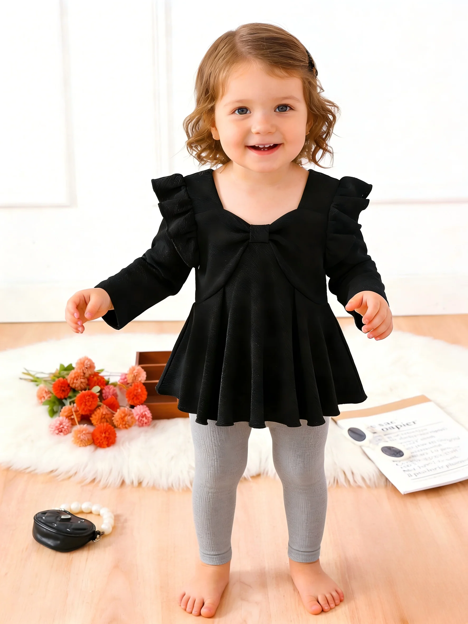 Baby Girl Spring Autumn Long Sleeve Top with Lace Hem And Fairy Wings Design Cute Clothes for Newborn Boys And Girls