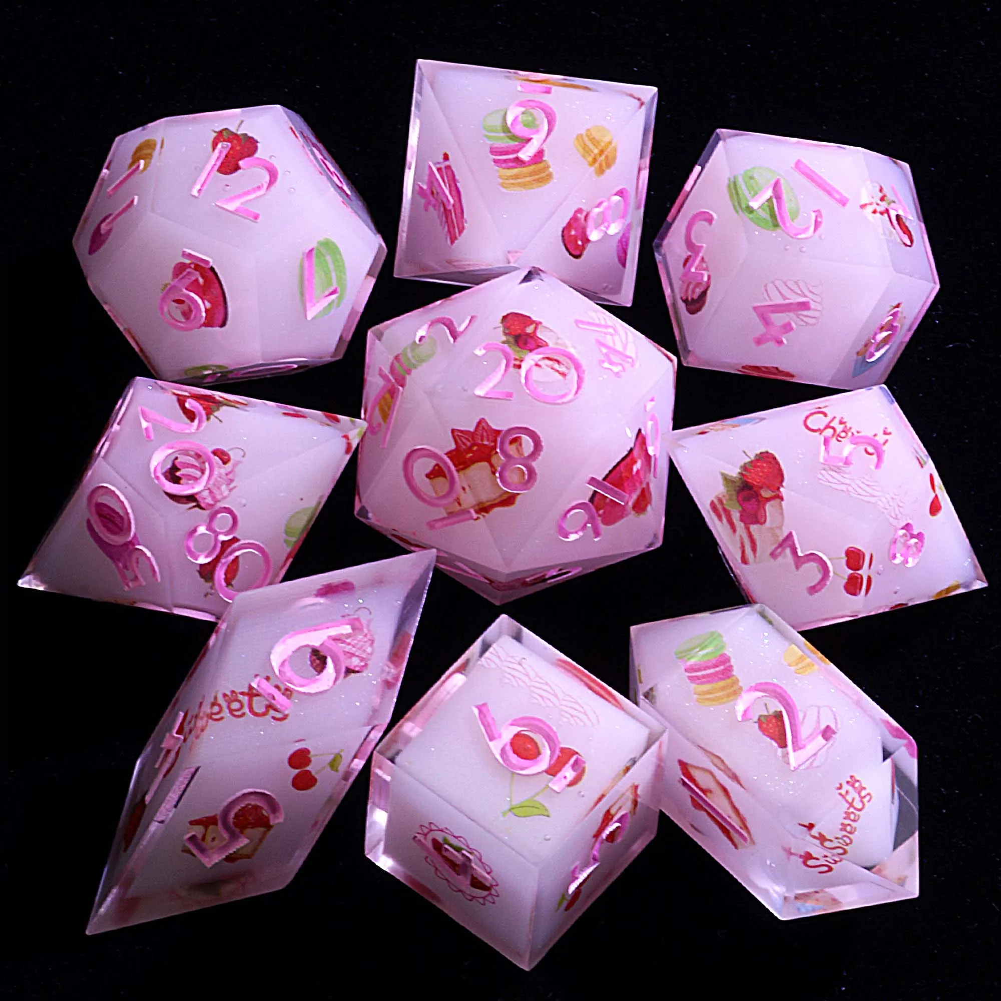 

9 Polyhedral Resin D and D set of Dice Sugar Rush Decree