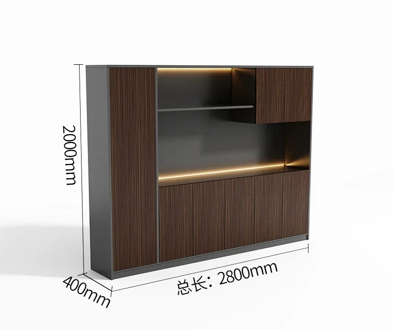 Ebony Color Modern Minimalist Wooden Storage Cabinet Data Cabinet Boss Floor Cabinet High-End Elegant General Manager