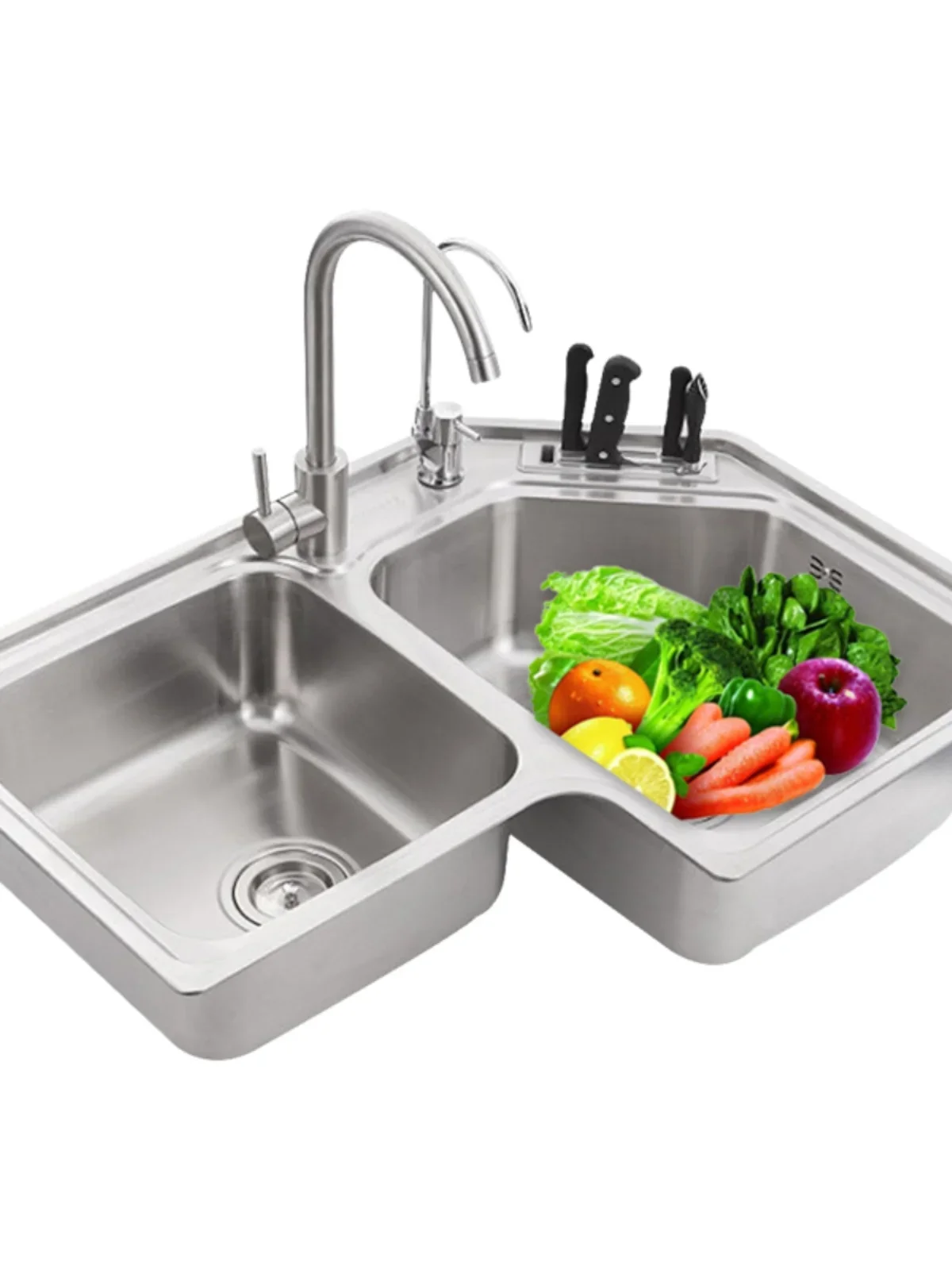 Kitchen corner smart sink 304 stainless steel corner sink special-shaped integrated sink