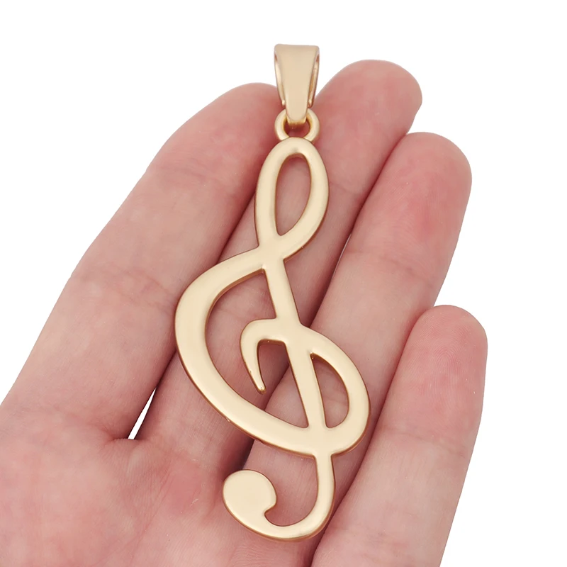 1 x Matte Gold Color Large Musical Note Treble Clef Charms Pendants for Necklace Jewelry Making Accessories 85x32mm