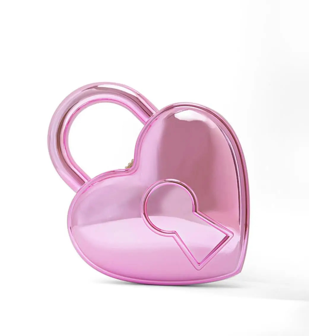 Niche Summer Plastic Mold Handbag Unisex Love Lock Shape Dinner Bag Bright Face Shoulder Bag Valentine's Couples Crossbody Bag