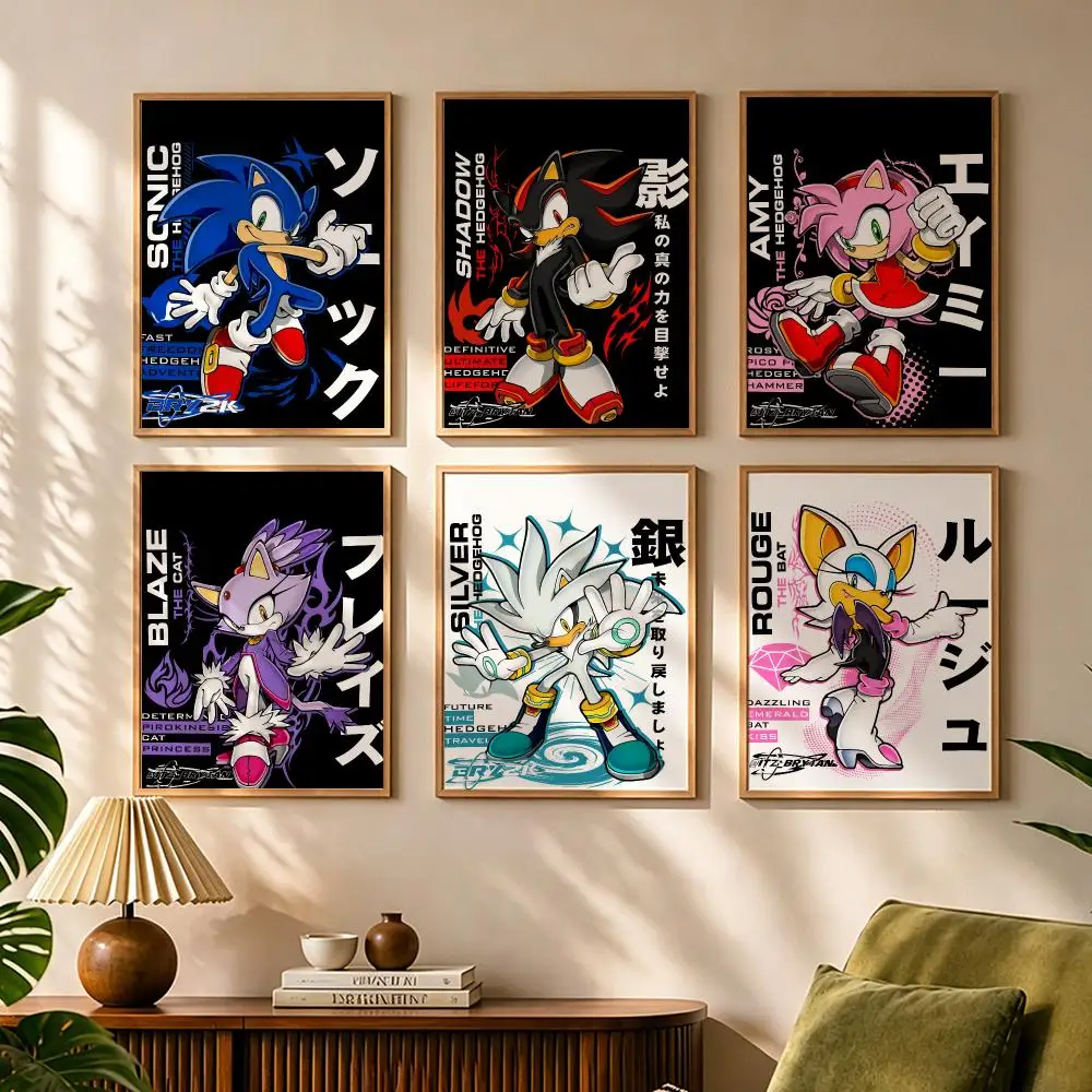 Game S-Sonic Painting Calligraphy Canvas HD Poster Waterproof Fade Resistant Wall Art Print for Home Decor