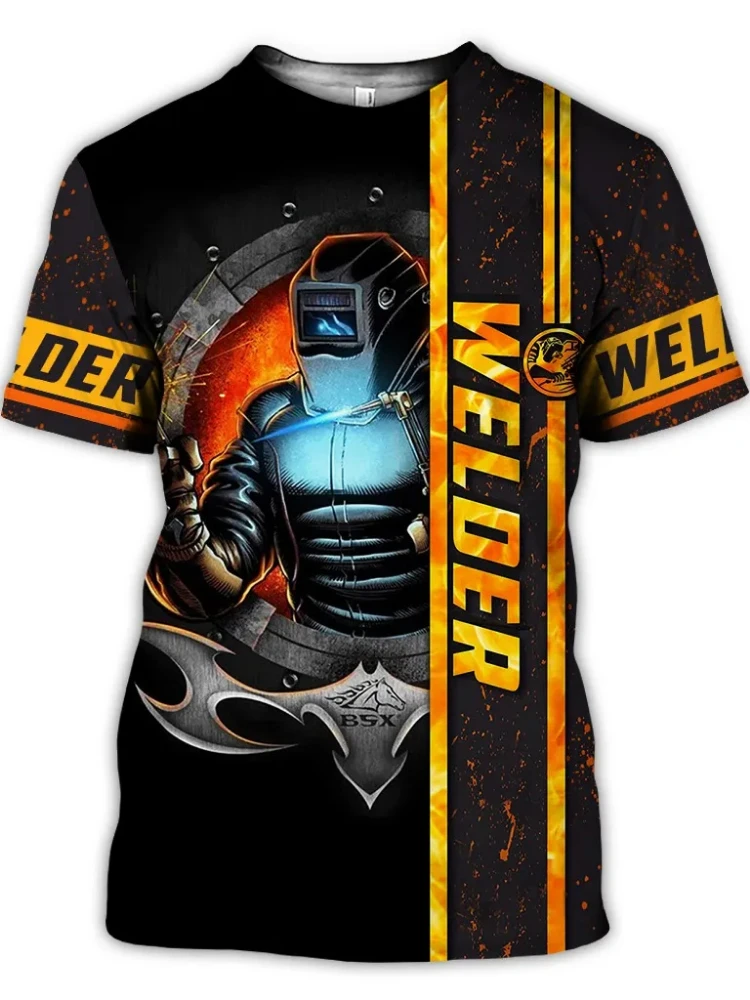 Welder Men\'s T-shirt Summer 3D Print Professional Harajuku Short Sleeve Street Super Funny Casual Hip Hop Versatile Shirt