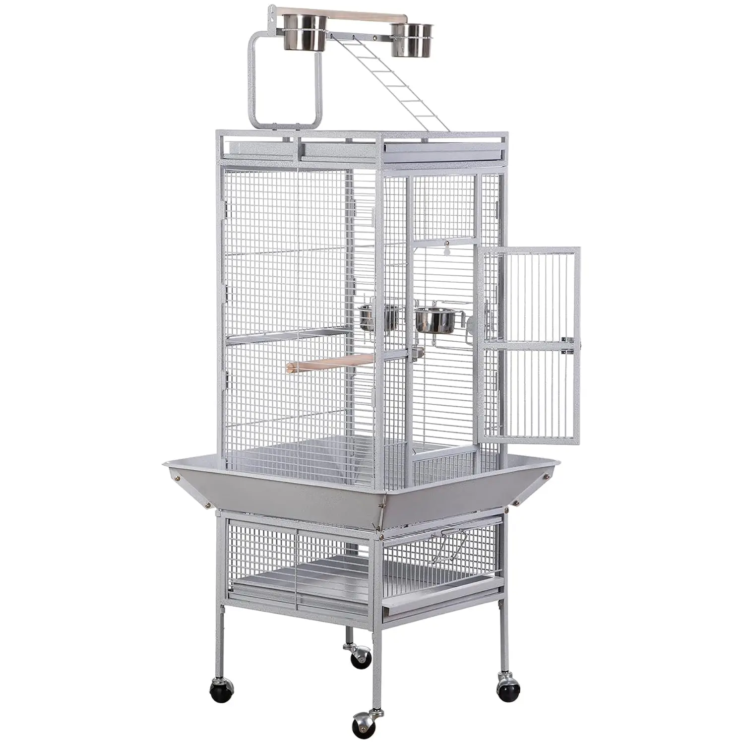 61-inch Large Parrot Cockatiel Bird Cages with Wrought Iron Play Top, Aviary with Rolling Stand for Sun Parakeet, Customized