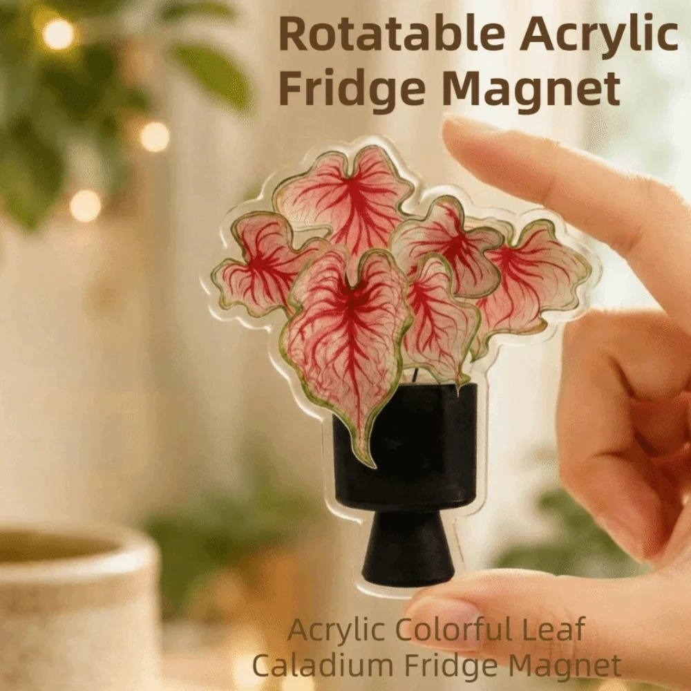 3D Artificial Plant Fridge Stickers Magnets Rotatable Realistic Leaf Cute Magnet Decor DIY Waterproof Tropical Plants Magnets