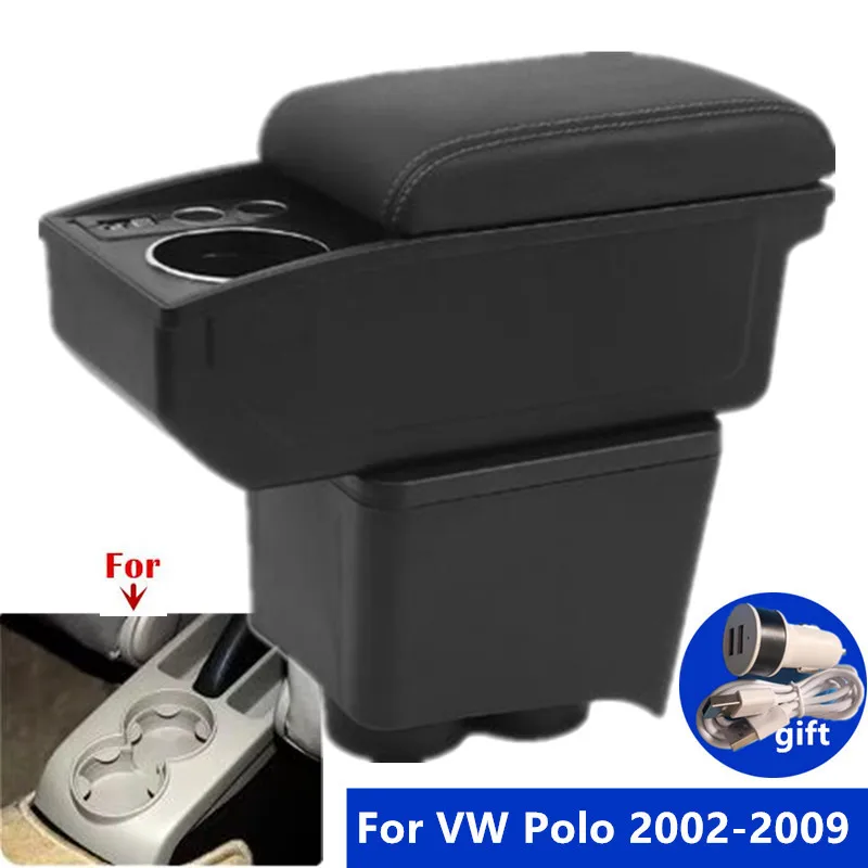 For Volkswagen Polo Armrest For VW Polo 9N 3 Car Armrest box Storage box cup holder Dedicated Retrofit 2002-2009 Car Accessories