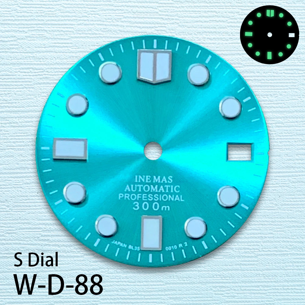 28.5mm S Logo Enamel Dial Suitable for NH35 Japanese Movement Green Luminous Sunray High Quality Watches Modified Accessories