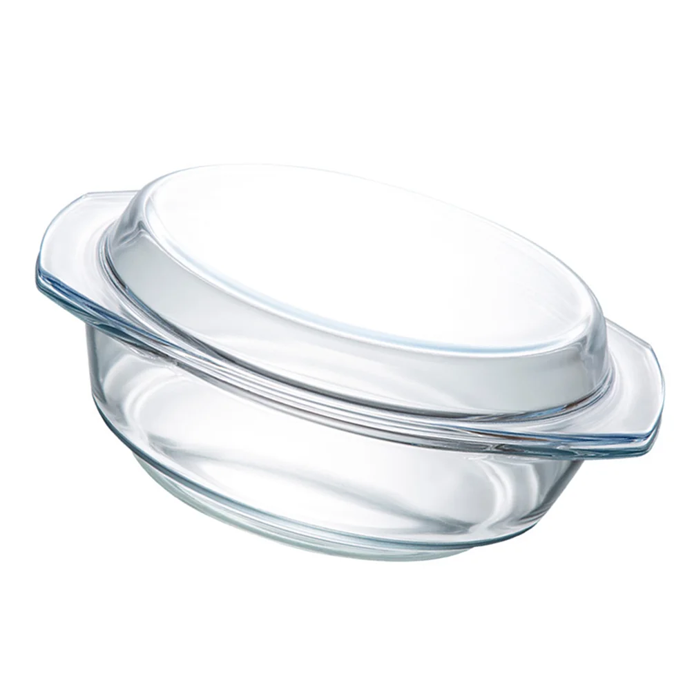 

Tempered Glass Bowl with Lid Microwave Heat-resistant Oven Roasting Pan Bakeware Food Storage