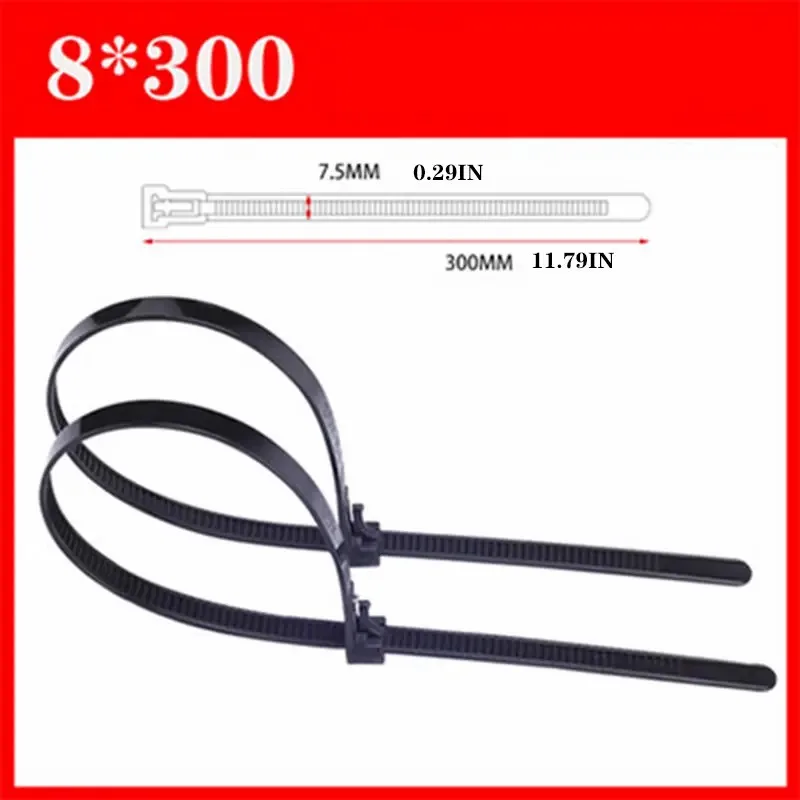 100 Stück Wiederverwendbare Selbstverriegelnde Kunststoff-Nylon-Kabelbinder, Feste Nylon-Kabelbinder und Abnehmbare Reißverschlussbinder-Sets, Kabelbinder 5x150 200 300 – Detail 12