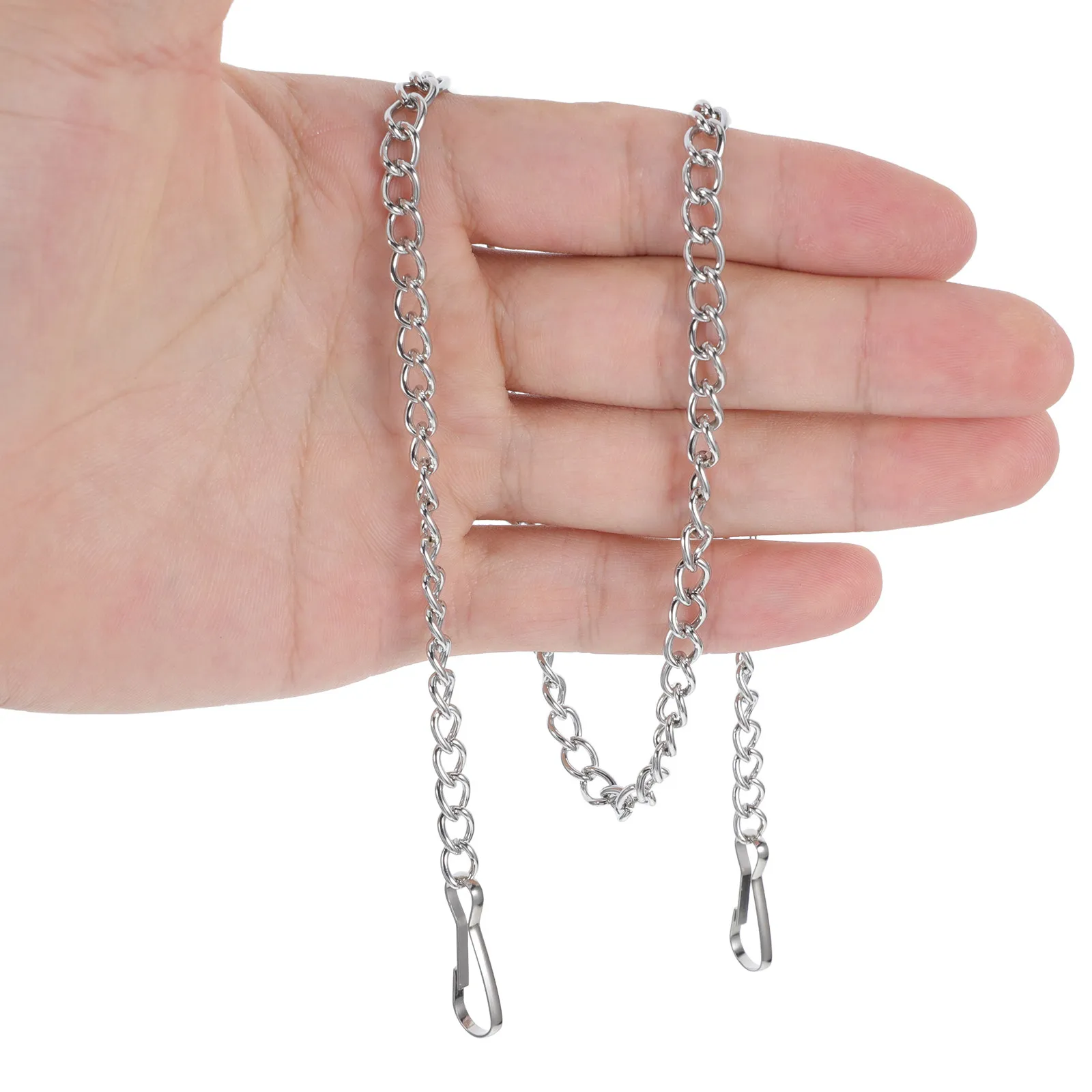 10Pcs Hanging Chain Silver Iron 50Cm Length Snap Clip Hooks for Bird Feeder Lantern Planter Wind Chime Billboard Outdoor Indoor