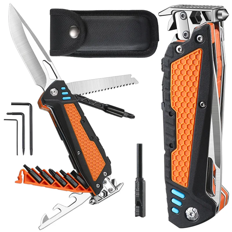 Outdoor EDC Portable Multifunctional Folding Tool Hiking Camping Hammer Screwdriver Car Emergency Tools - Image 2