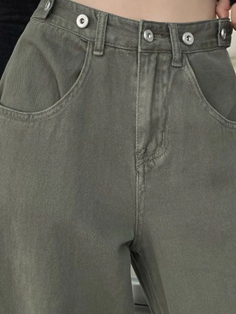 Jeans Dames Lente Volledige lengte Hoge taille Losse knop All-match Ulzzang Streetwear Fashion Chic Office Dames Ins Casual Solid