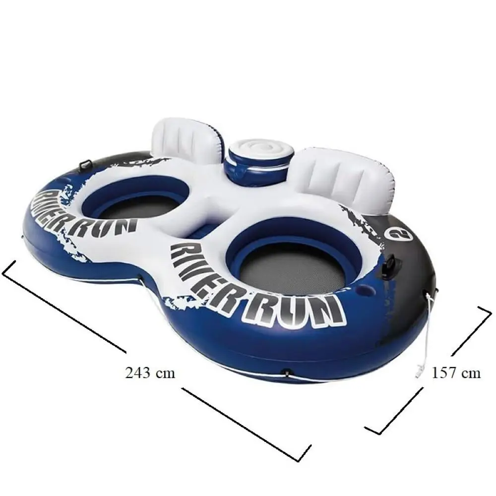 Inflatable Double Life Jacket 243x157cm Blue/Black/White Floats & Rafts for Pools Lakes and Seas