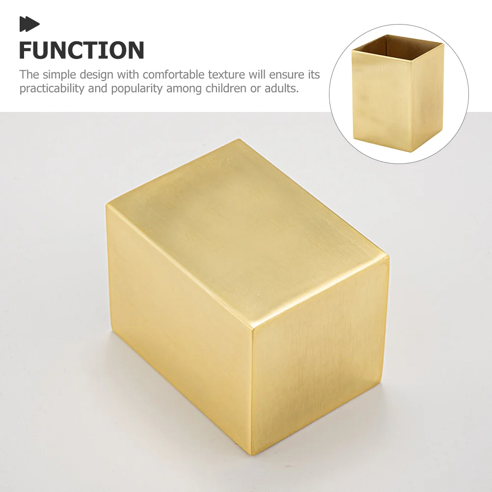 Stainless Steel Square Storage Box Stationery Marker Organizer Accessories Golden